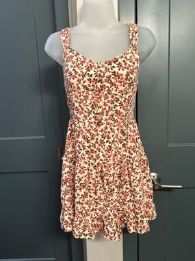 Wild Fable Cream Dress with Pink Floral Print